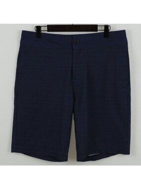 Prana Saxton Men's Size 31 Blue Striped Quick Drying Flat Front Bermuda Shorts